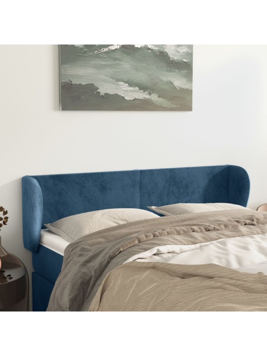 Čelo postele typu ušák tmavě modré 147x23x78/88 cm samet