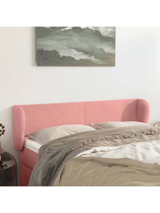 Čelo postele typu ušák růžová 147x23x78/88 cm samet