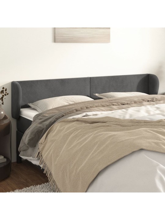 Čelo postele typu ušák tmavě šedé 183x23x78/88 cm samet