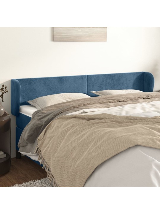 Čelo postele typu ušák tmavě modré 183x23x78/88 cm samet