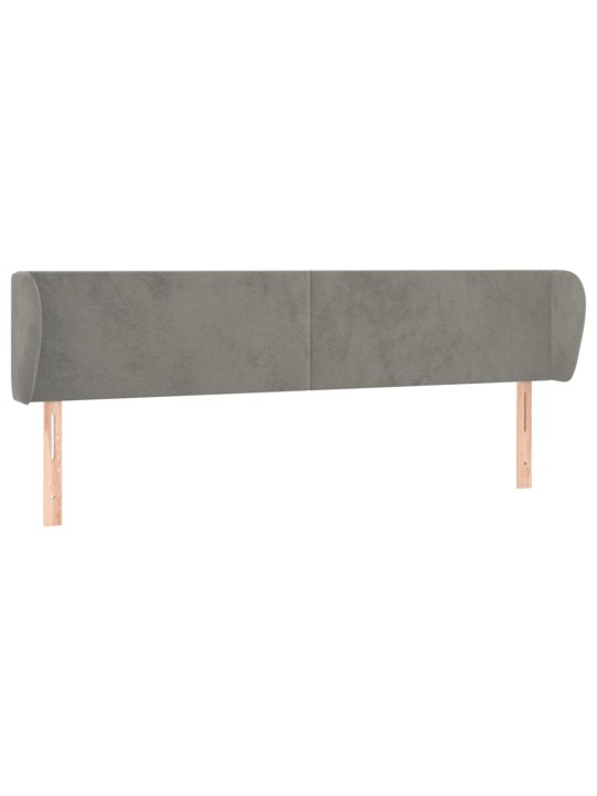 Čelo postele typu ušák světle šedé 203x23x78/88 cm samet