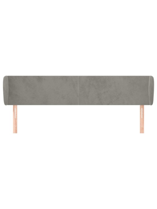 Čelo postele typu ušák světle šedé 203x23x78/88 cm samet