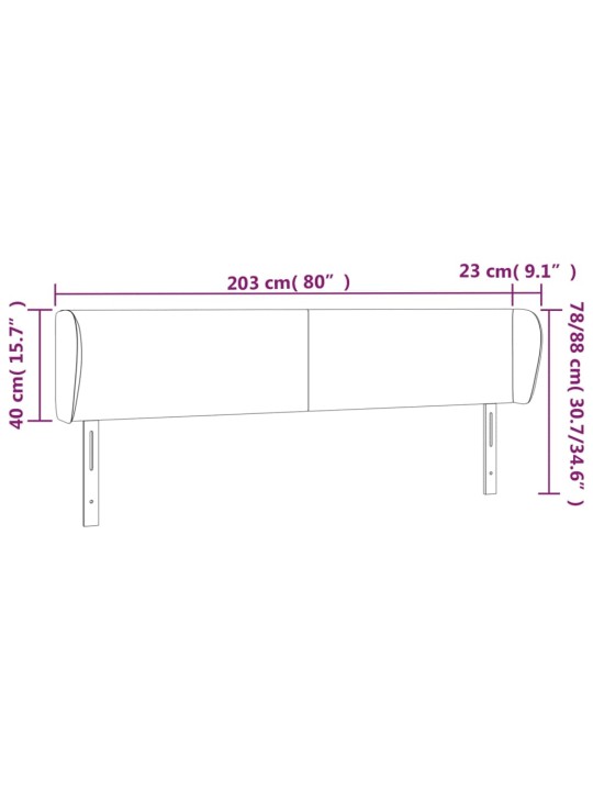 Čelo postele typu ušák tmavě šedé 203x23x78/88 cm samet