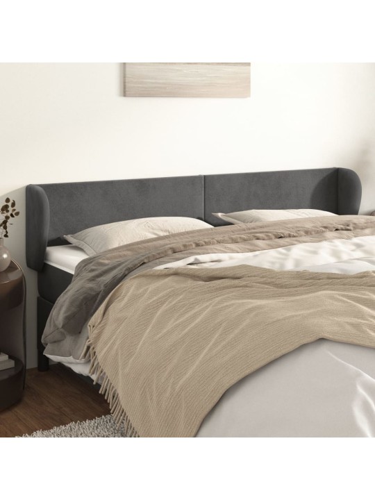 Čelo postele typu ušák tmavě šedé 203x23x78/88 cm samet