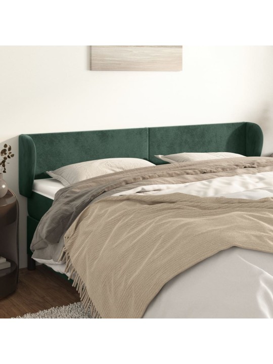 Čelo postele typu ušák tmavě zelené 203x23x78/88 cm samet