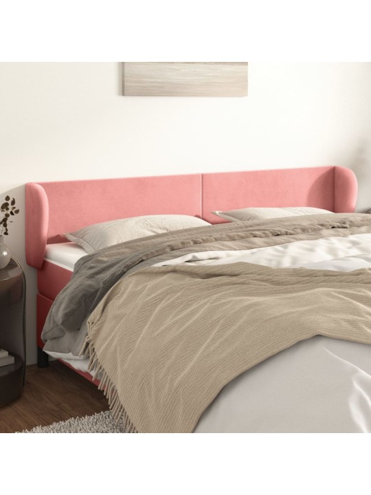 Čelo postele typu ušák růžová 203x23x78/88 cm samet