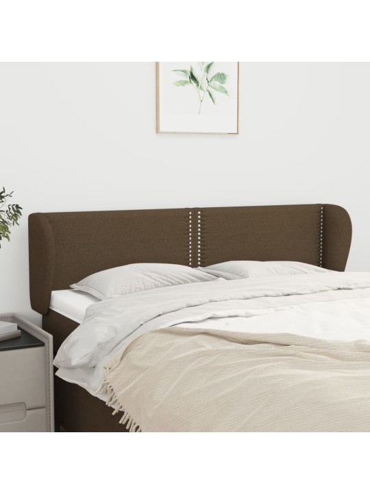 Čelo postele typu ušák tmavě hnědé 147x23x78/88 cm textil