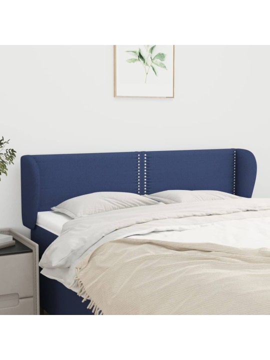 Čelo postele typu ušák modré 147x23x78/88 cm textil