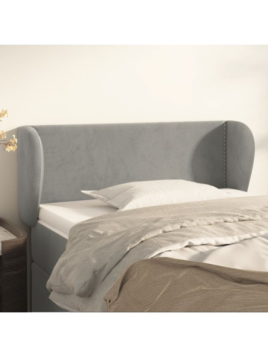Čelo postele typu ušák světle šedé 93x23x78/88 cm samet