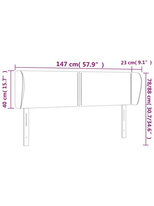 Čelo postele typu ušák tmavě šedé 147x23x78/88 cm samet