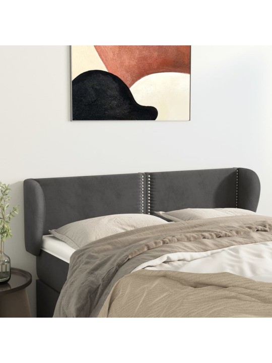 Čelo postele typu ušák tmavě šedé 147x23x78/88 cm samet