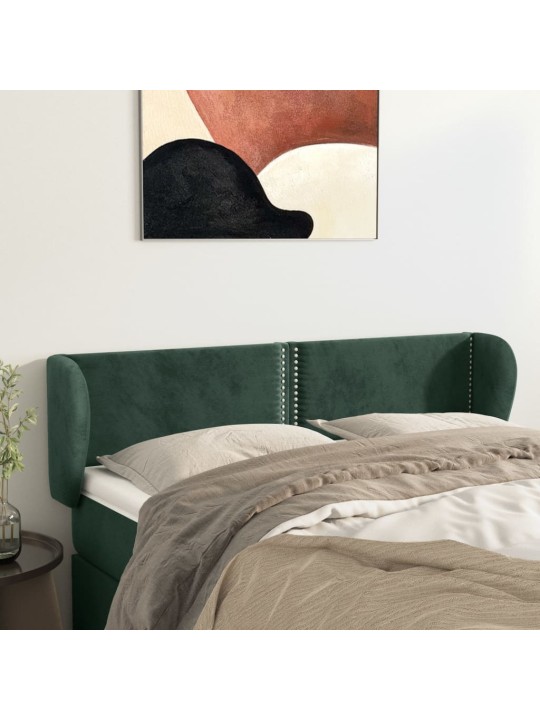 Čelo postele typu ušák tmavě zelené 147x23x78/88 cm samet