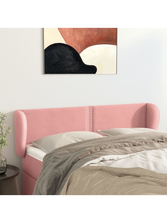 Čelo postele typu ušák růžová 147x23x78/88 cm samet