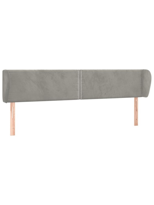Čelo postele typu ušák světle šedé 163x23x78/88 cm samet