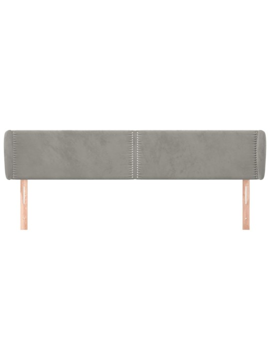 Čelo postele typu ušák světle šedé 163x23x78/88 cm samet