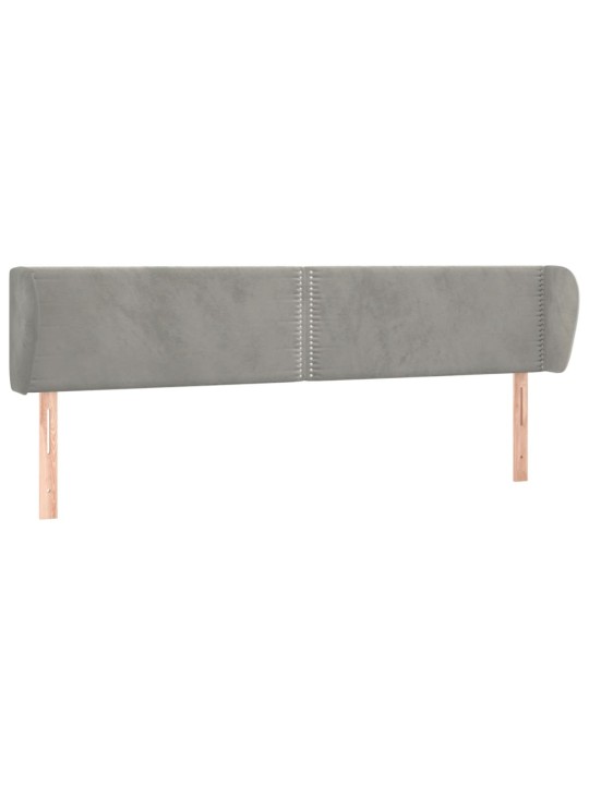 Čelo postele typu ušák světle šedé 183x23x78/88 cm samet
