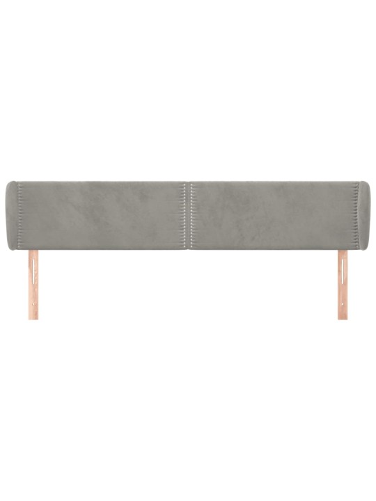 Čelo postele typu ušák světle šedé 183x23x78/88 cm samet