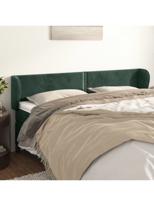 Čelo postele typu ušák tmavě zelené 203x23x78/88 cm samet