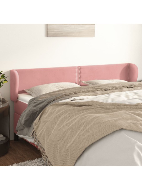 Čelo postele typu ušák růžová 203x23x78/88 cm samet