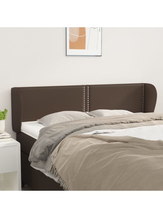 Čelo postele typu ušák hnědá 147x23x78/88 cm umělá kůže