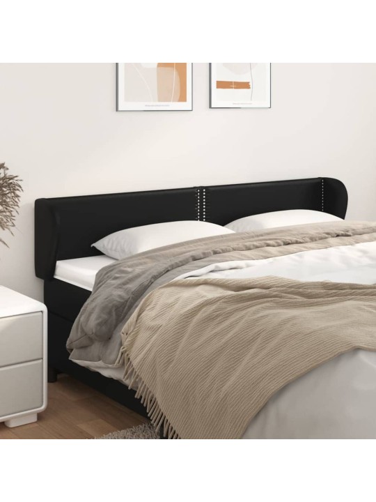 Čelo postele typu ušák černé 203x23x78/88 cm umělá kůže