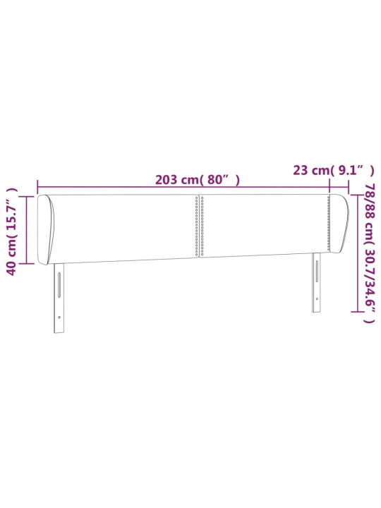 Čelo postele typu ušák bílá 203x23x78/88 cm umělá kůže