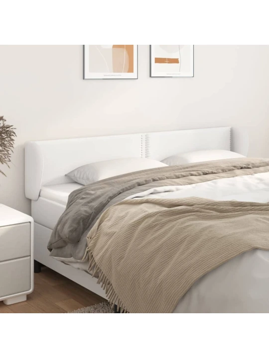 Čelo postele typu ušák bílá 203x23x78/88 cm umělá kůže