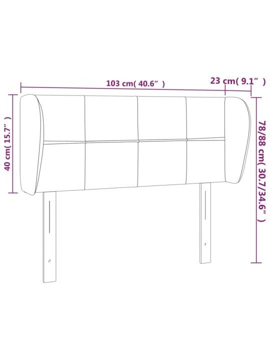 Čelo postele typu ušák tmavě šedé 103x23x78/88 cm textil