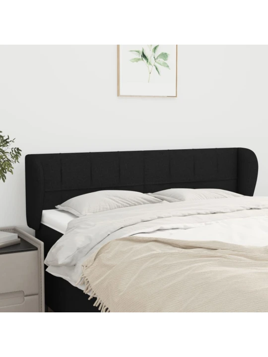 Čelo postele typu ušák černé 147x23x78/88 cm textil
