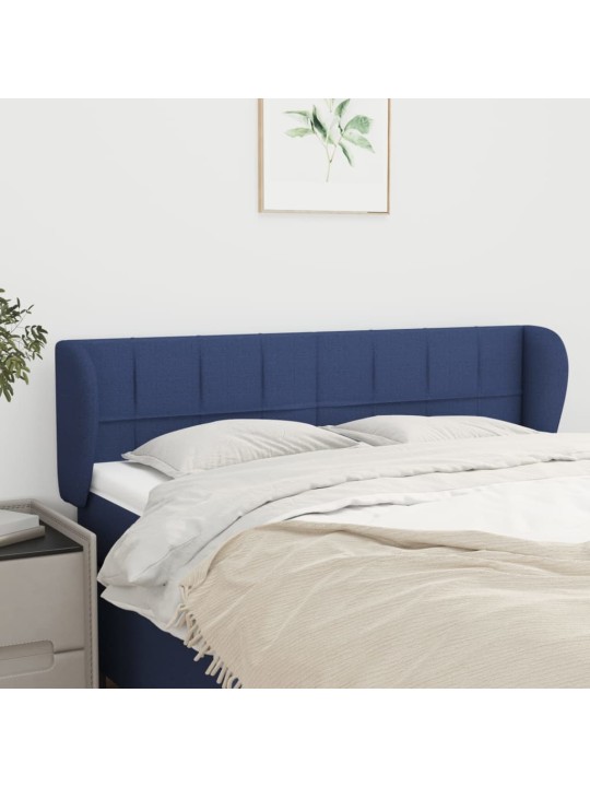 Čelo postele typu ušák modré 147x23x78/88 cm textil