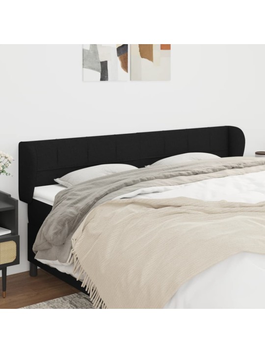 Čelo postele typu ušák černé 203x23x78/88 cm textil