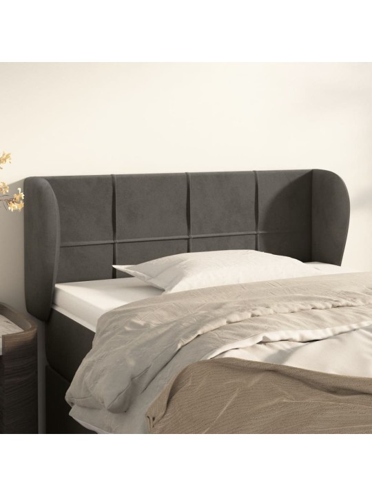 Čelo postele typu ušák tmavě šedé 83x23x78/88 cm samet