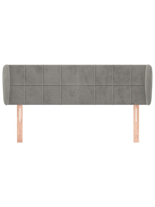 Čelo postele typu ušák světle šedé 147x23x78/88 cm samet