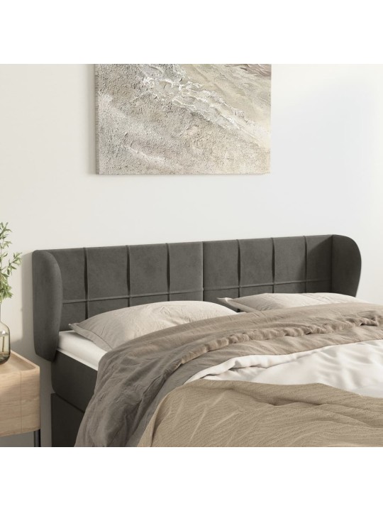 Čelo postele typu ušák tmavě šedé 147x23x78/88 cm samet