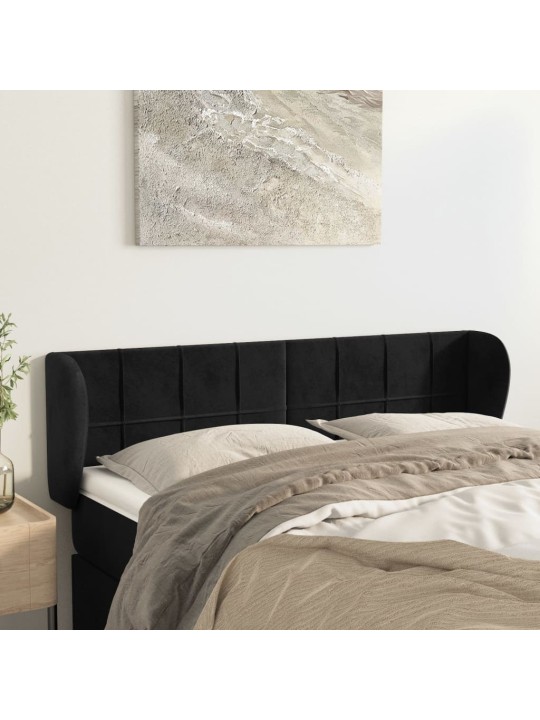 Čelo postele typu ušák černé 147x23x78/88 cm samet