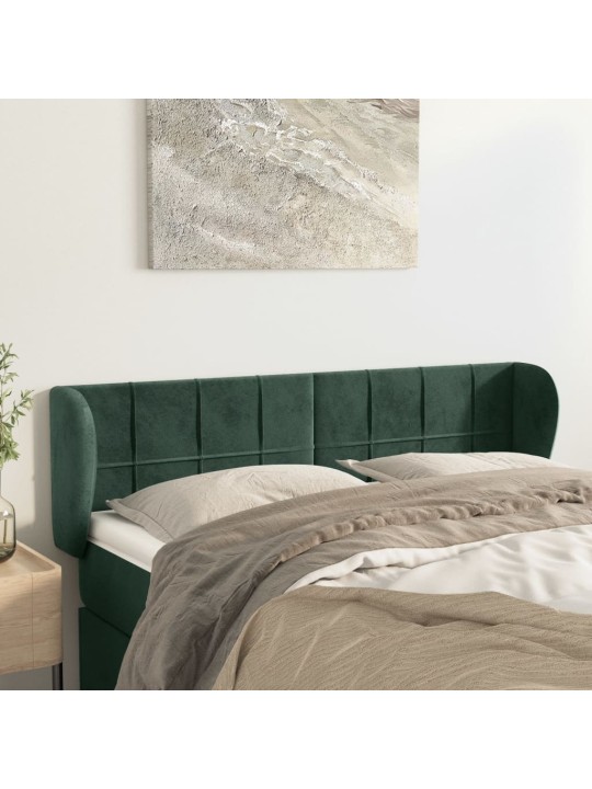 Čelo postele typu ušák tmavě zelené 147x23x78/88 cm samet