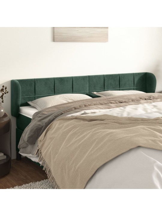 Čelo postele typu ušák tmavě zelené 163x23x78/88 cm samet
