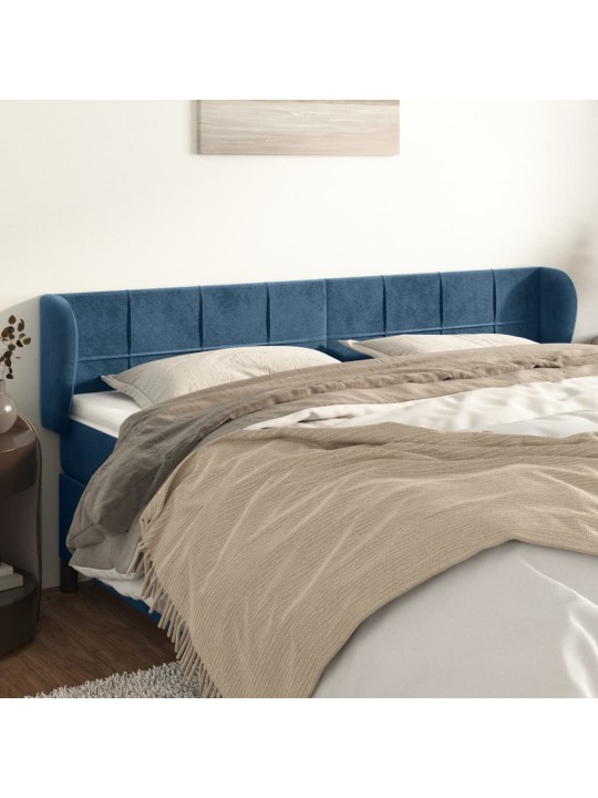 Čelo postele typu ušák tmavě modré 163x23x78/88 cm samet