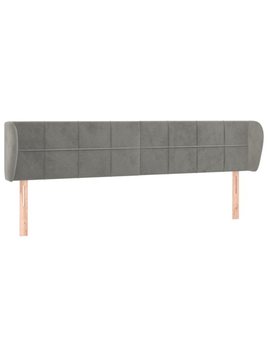 Čelo postele typu ušák světle šedé 183x23x78/88 cm samet