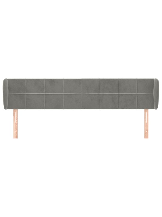Čelo postele typu ušák světle šedé 183x23x78/88 cm samet