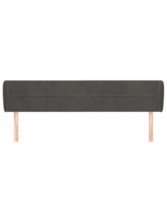 Čelo postele typu ušák tmavě šedé 183x23x78/88 cm samet