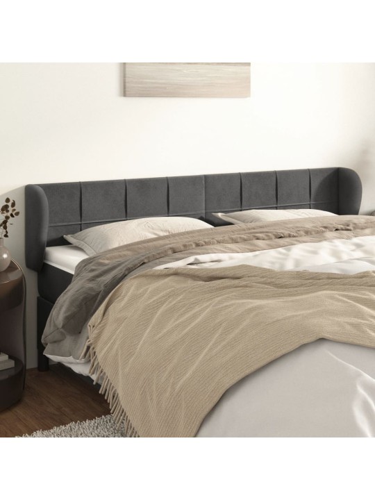 Čelo postele typu ušák tmavě šedé 183x23x78/88 cm samet