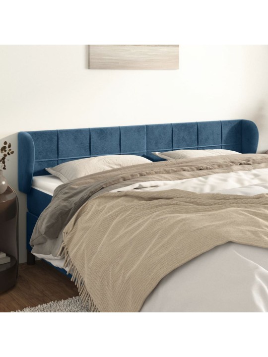 Čelo postele typu ušák tmavě modré 183x23x78/88 cm samet