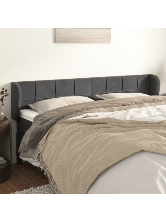 Čelo postele typu ušák tmavě šedé 203x23x78/88 cm samet