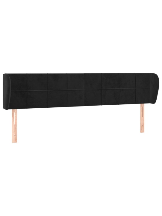 Čelo postele typu ušák černé 203x23x78/88 cm samet