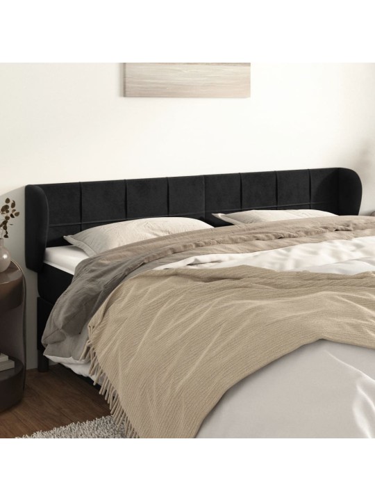 Čelo postele typu ušák černé 203x23x78/88 cm samet