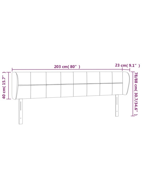 Čelo postele typu ušák tmavě zelené 203x23x78/88 cm samet