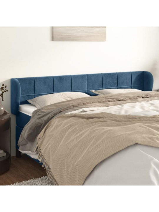 Čelo postele typu ušák tmavě modré 203x23x78/88 cm samet