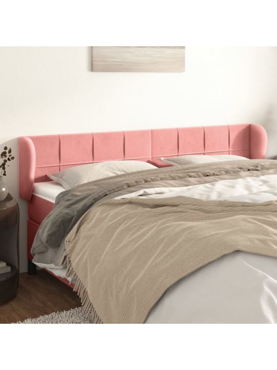 Čelo postele typu ušák růžová 203x23x78/88 cm samet