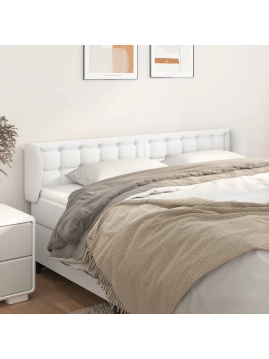Čelo postele typu ušák bílá 203x23x78/88 cm umělá kůže